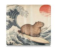 SyXIOP Japanese Ocean Sea Wave Surfing Groundhog Pu Leather Auto Registration Insurance & ID Card Holder Automobile Wallet Case Organizer for Cards, Essential Document Driver License