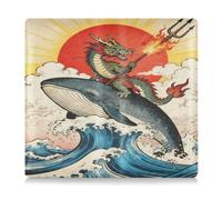 SyXIOP Japanese Ocean Sea Waves Dragon Whale Pu Leather Car Insurance and Registration Card Holder Auto Truck Comparment Accessories Case for Driver Auto Owners Trailer Motorcycle Boat