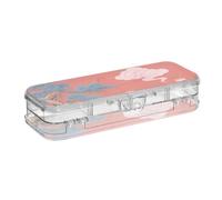 SyXIOP Japanese Red Cloud Crane Designed Plastic Pencil Box Clear Double-Deck Storage Pens Case For Stationery With Snap And Lid