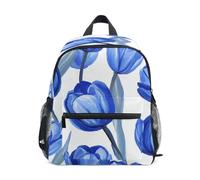 SyXIOP kids camping backpack with name tag Blue Tulipa White Background Oil