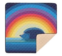 SyXIOP Lazy Ocean Hedgehog Rainbow Large Stylish baby floor play mat for Floor Lightweight foldable Infant Play Mat for Baby Toddler Infant, 50'' x 50''
