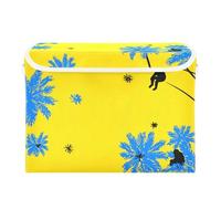 SyXIOP Lazy Paradise Apes Yellow and Blue foldable 40 L clear storage bins stackable with handles Decorative container with lids Christmas for Home Office Organization 42x32x30cm