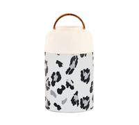 SyXIOP Leopard Print Gray Stainless Steel Vacuum Insulated Soup containers with Spoon for Child Snack 17 oz