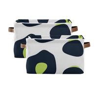 SyXIOP Leopard Print Lime Green and Navy Blue storage baskets, foldable and waterproof clothes storage basket with sturdy handle organizing medium for toys closet 2 pack