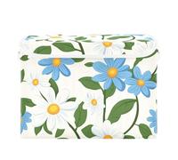 SyXIOP Little Blue Daisies Flowers foldable 40 L storage bins with lids with handles heavy duty container lids Christmas For Bedroom Closet Living Room 42x32x30cm