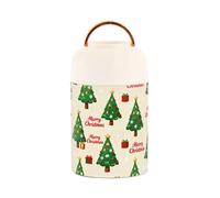 SyXIOP Merry Christmas Green Christmas Tree Stainless Steel Vacuum Insulated for hot Food Lunch Box with Spoon for Lunch Pasta 17 oz
