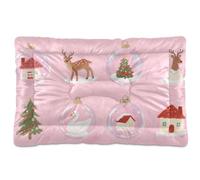 SyXIOP Merry Christmas Pink Crystal Ball Washable Pet Mattress Soft Comfortable Anti-Slip Bottom Kennel Pad for Large Jumbo Medium Small Dogs 36" x 24"