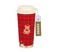 SyXIOP Merry Christmas Red Snowman Teddy Bear Stainless Steel Thermal Coffee Cup with Lids Designed Coffee Mug Togo for Hot and Cold 17 oz Spill Proof