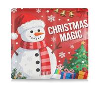 SyXIOP Merry Christmas Snowman Red Pu Leather Auto Registration Insurance & ID Card Holder Automobile Wallet Case Organizer for Essential Document, Driver License, Cards