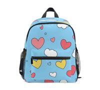 SyXIOP mini backpack for kids with name tag Cloud Heart Valentines Blue