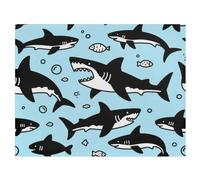 SyXIOP Minky blanket for baby Blue Ocean Shark Fish Cute | Double Layer muslin blanket,blanket for baby boy,Dotted Backing for Nursery Crib Stroller 60 X 50 inch