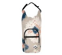 SyXIOP Modern Boho Chic Square Beige Bottle Carrier with Bottles Stylish Drawstring Backpack with Bottle Holder 20/24/32/40oz for Adults Kids Walking Hiking Camping Travelling Accesorios para