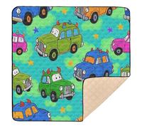 SyXIOP monsters Car Colorful Green Large Sturdy Baby Play Tummy Time Mat for Floor Waterproof foldable Newborns Kicking Mat for Babies Infants Toddlers, 50'' x 50''