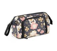 SyXIOP Mr &mrs Animal Bear Peach Gold Pencil Box Large Capacity Box Pencil Case with Zipper for College Student Kindergarten