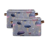 SyXIOP Mystery Jellyfish Gold Blue Valentines storage baskets, Foldable and waterproof decorative baskets with sturdy handle organizing small for garage sheet 2 pack