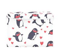 SyXIOP Naughty Animal Penguin Simple Line foldable 40 L storage bins for shelves with handles sturdy storage bag organizer Christmas For Bedroom,Closet, Living Room 42x32x30cm