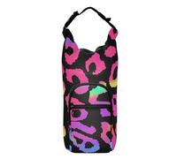SyXIOP Neon Colorful Leopard Print Water Bottle Shoulder Carrier Multi Size Purse with Water Bottle Holder 20/24/32/40oz for Daily Walking Hiking and Other Outdoor Activities Funda para Botella De