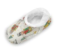 SyXIOP Nutcracker Soldiers Color Anti-Slip Rubber Sole Women's Closed Back House Slippers Coral Fleece Spa Slippers