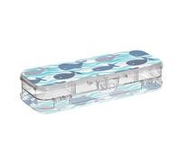 SyXIOP Ocean Sea Wave Whales Designed Plastic Pencil Box Clear Double Deck Transparent Pens Case For Art Supplies With Snap Lid
