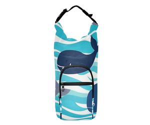 SyXIOP Ocean Sea Wave Whales Water Bottle Strap Carrier Space-Saving Drawstring Backpack with Bottle Holder 20/24/32/40oz for Daily Walking Hiking and Other Outdoor Activities Bolso para Botella De