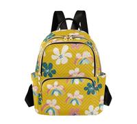 SyXIOP Oliver Jeffers Style Azalea Yellow Rainbow 14 Inch Work Business backpack for women small computer backpack for school&nurse