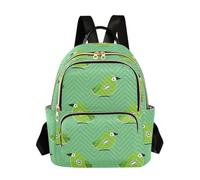 SyXIOP Oliver Jeffers Style Kiwi Jade Bird Design Green 14 Inch waterproof shoulder backpack for women small computer backpack for ladies,teen girls