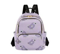 SyXIOP Oliver Jeffers Style Kiwi Jade Bird Design Purple 14 Inch trendy, stylish laptop backpack for women fashion for school&nurse