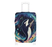 SyXIOP Orca Music Play Deep Blue Elastic Luggage case Cover Scratch-Resistant Fit suitcases Cover Luggage Protector Fit 18-32 Inch Luggage