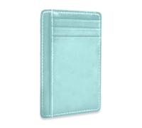 SyXIOP Pale Turquoise Solid Color Pure Plain Leather Wallet Men Slim | With ID Window RFID Blocking slim credit card holder for Men and Women