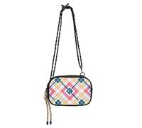 SyXIOP Peach Yellow Plaid Lines Fresh Womens Purses Crossbody Women Trendy with Adjustable Strap Purses Walk the dog