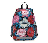 SyXIOP Peonies and Daisies Red Blue one strap backpack for kids chest strap book bags for 5 year old mochilas para ni?os de 5 a?os