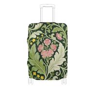 SyXIOP Pink Carnation Green Leaves William Morris Elastic Large Luggage Cover Suitcase Elastic Cover Suitcase Protector Fit 18-32 Inch Luggage