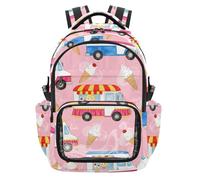 SyXIOP Pink Ice Cream Truck Summer Clear Kid Backpack Water-Resistant School Backpack with Laptop Compartment for Boys Girls Kids, Age 7-18 mochila de princesas para