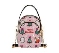 SyXIOP Pink Merry Christmas Tree and Fox trendy womens crossbody with multi pockets handbags for running