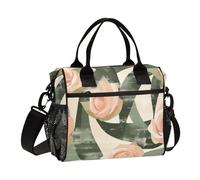 SyXIOP Pink Rose Flowers Adjustable Lunch Bag with Water Bottle Holder with Shoulder Strap Lunch Bags for Teen for Picnic bolsos de almuerzo para Mujeres