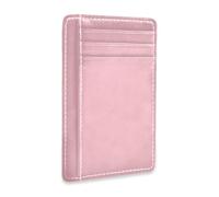 SyXIOP Pink Solid Color Pure Plain Leather Ladies Wallets Slim | With Cash Slot RFID Blocking card clip for Men and Women