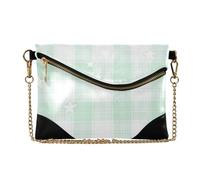 SyXIOP PU Leather Clutch Purses for Women Mint Green Star Check