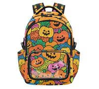 SyXIOP Pumpkin Doodle Art Kids Clear Backpack Cute Sturdy Bookbag Backpack with Reinforced Strap for School Outdoor Travel, Age 7-18 mochilas grandes para