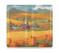 SyXIOP Pumpkin Scene Hill Premium Leather Registration and Insurance Card Holder Glove Box Organize for Cards, Essential Document, Driver License Vehicle Paperwork