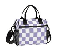 SyXIOP Purple and White American Plaid Leakproof Cooler Tote with Shoulder Strap Lunch Cooler for Men for Work bultos para llevar Lunch