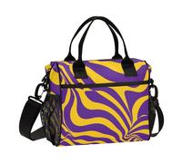 SyXIOP Purple and Yellow Wave Lines Crossbody Lunch Bags for Men with Shoulder Strap Lunch Bag for Teen Girls for Camping loncheras para ninos
