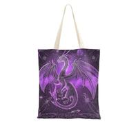 SyXIOP Purple Divine Dragon Tote Bag Canvas with handles Aesthetic Tote Bag Canvas beach bag for Women Work Bolsa de lona