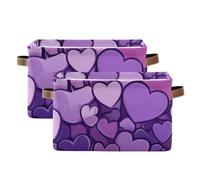 SyXIOP Purple Heart storage baskets, folding and waterproof baskets for storage containers with sturdy handle tub crate for bathroom nursery 2 pack