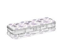 SyXIOP Purple Hedgehogs Checkered Plaid Designed Plastic Pencil Box Clear 2 Layer Pencil Container For Stationery Supplies With Snap And Lid