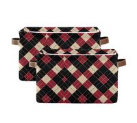 SyXIOP Red and Black Chess Board storage baskets, Foldable and waterproof baskets for organizing with sturdy handle cubbies accessories for bedroom bedding 2 pack