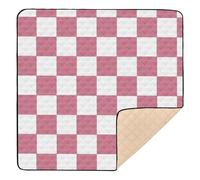 SyXIOP Red and White Checkered Grid Soft Thick Baby Gym & Activity Mat for Floor One-Piecing foldable Tummy Time Mat for Baby Toddler Infant, 50'' x 50''