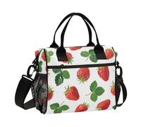SyXIOP Red Strawberry Mint Minimalist Lunch Bag Insulated with Shoulder Strap Lunch Box for Teen Girls for University loncheras para Hombre