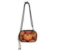 SyXIOP Retro Pumpkin Happy Halloween Black Crossbody Bag for Womens Practical with Credit Card Slots Messenger Bag Crossbody Walk the dog
