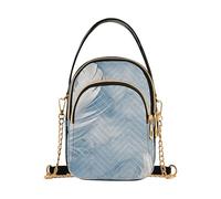 SyXIOP Romantic Silver Feathers Blue Watercolor trendy crossbody purses with multi pockets handbag for wife