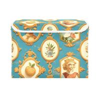 SyXIOP Royal Blue Empire foldable 40 L storage bin with lids with handles sturdy organizer lid Christmas For Bedroom Closet Living Room 42x32x30cm